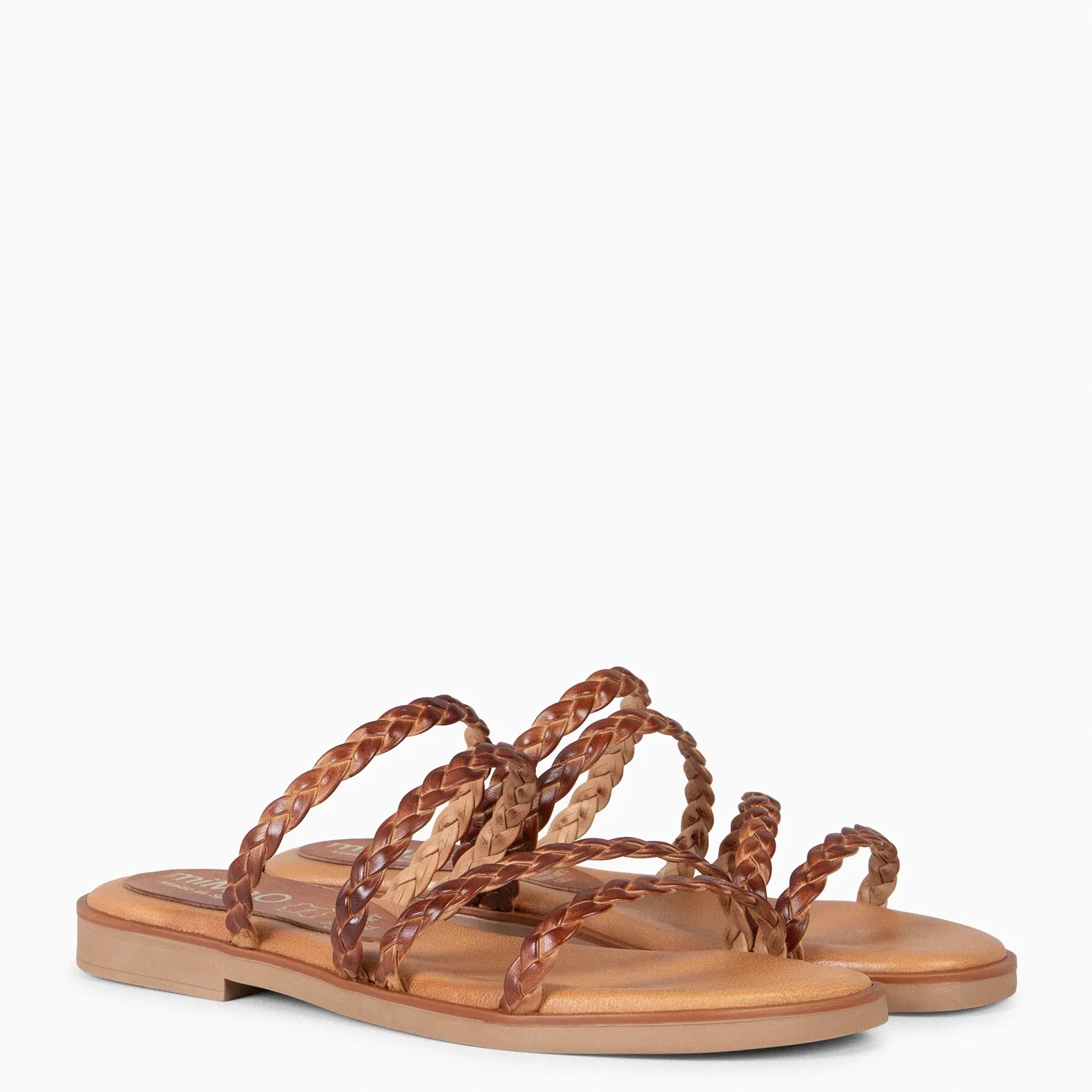 HIDRA - Sandalias planas trenzadas CUERO - Imagen 3