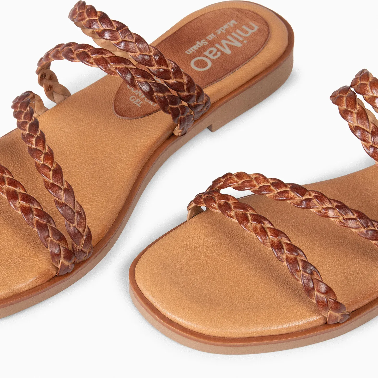 HIDRA - Sandalias planas trenzadas CUERO - Imagen 5