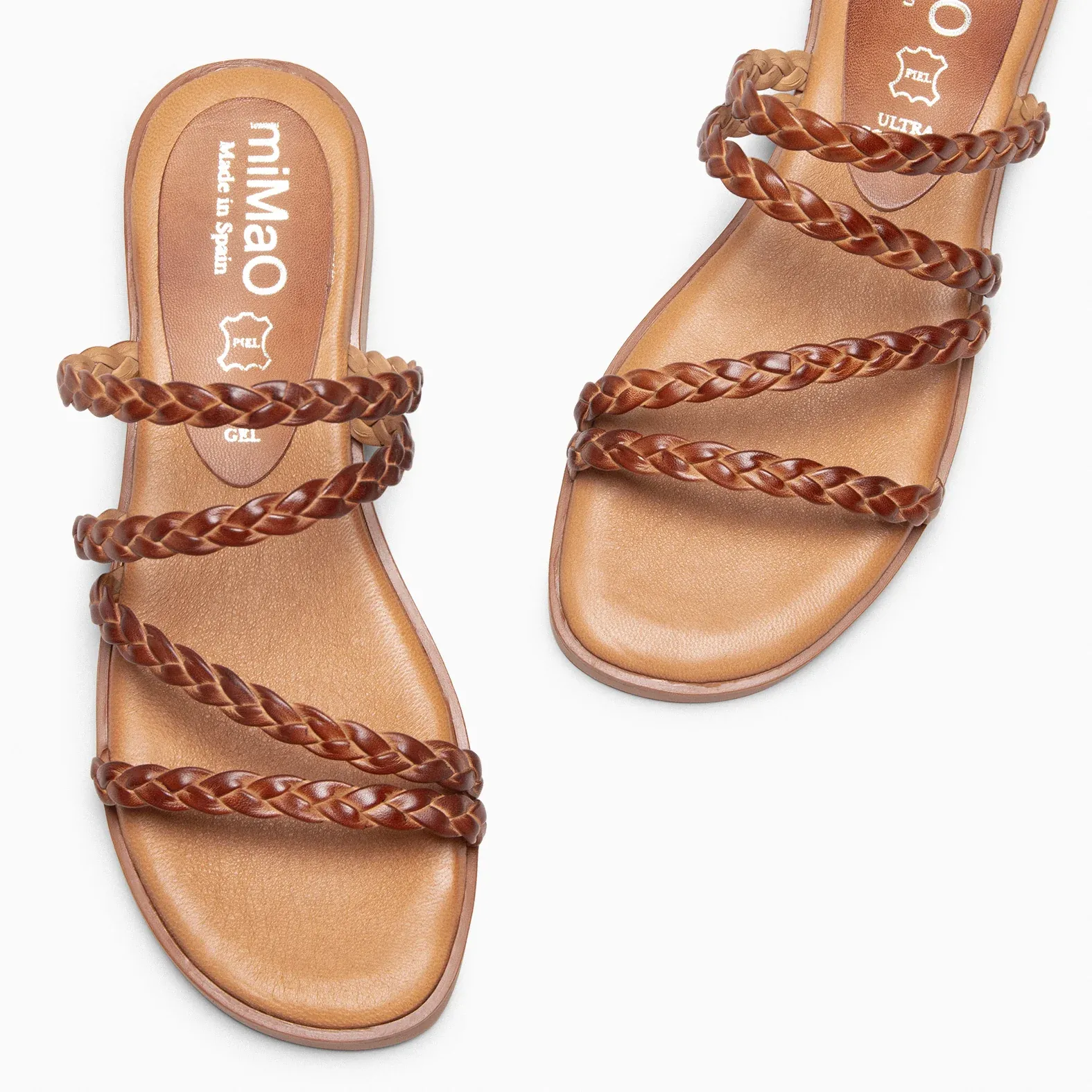 HIDRA - Sandalias planas trenzadas CUERO - Imagen 6