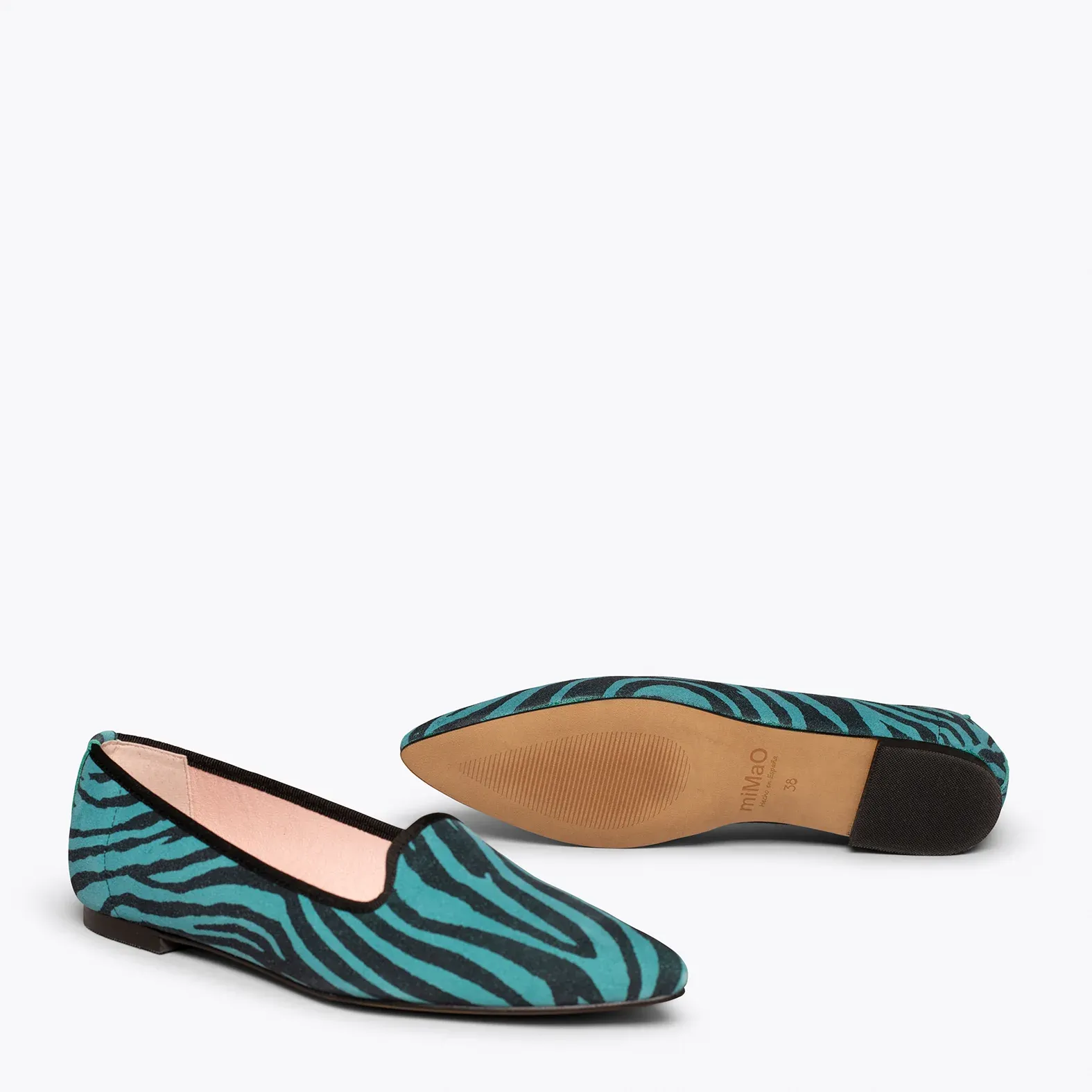 SLIPPER Zapatos planos animal print cebra TURQUESA - Imagen 5