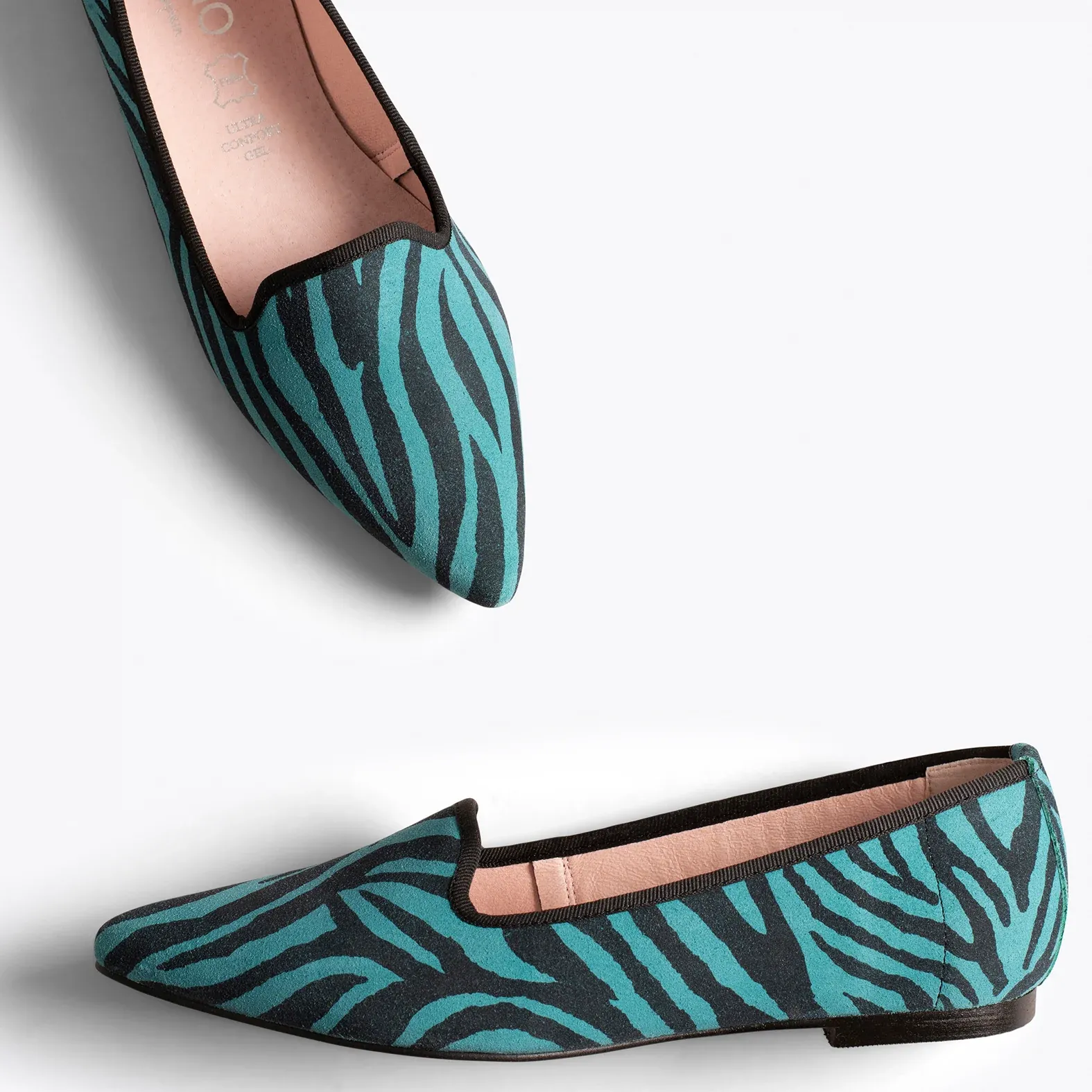 SLIPPER Zapatos planos animal print cebra TURQUESA - Imagen 3