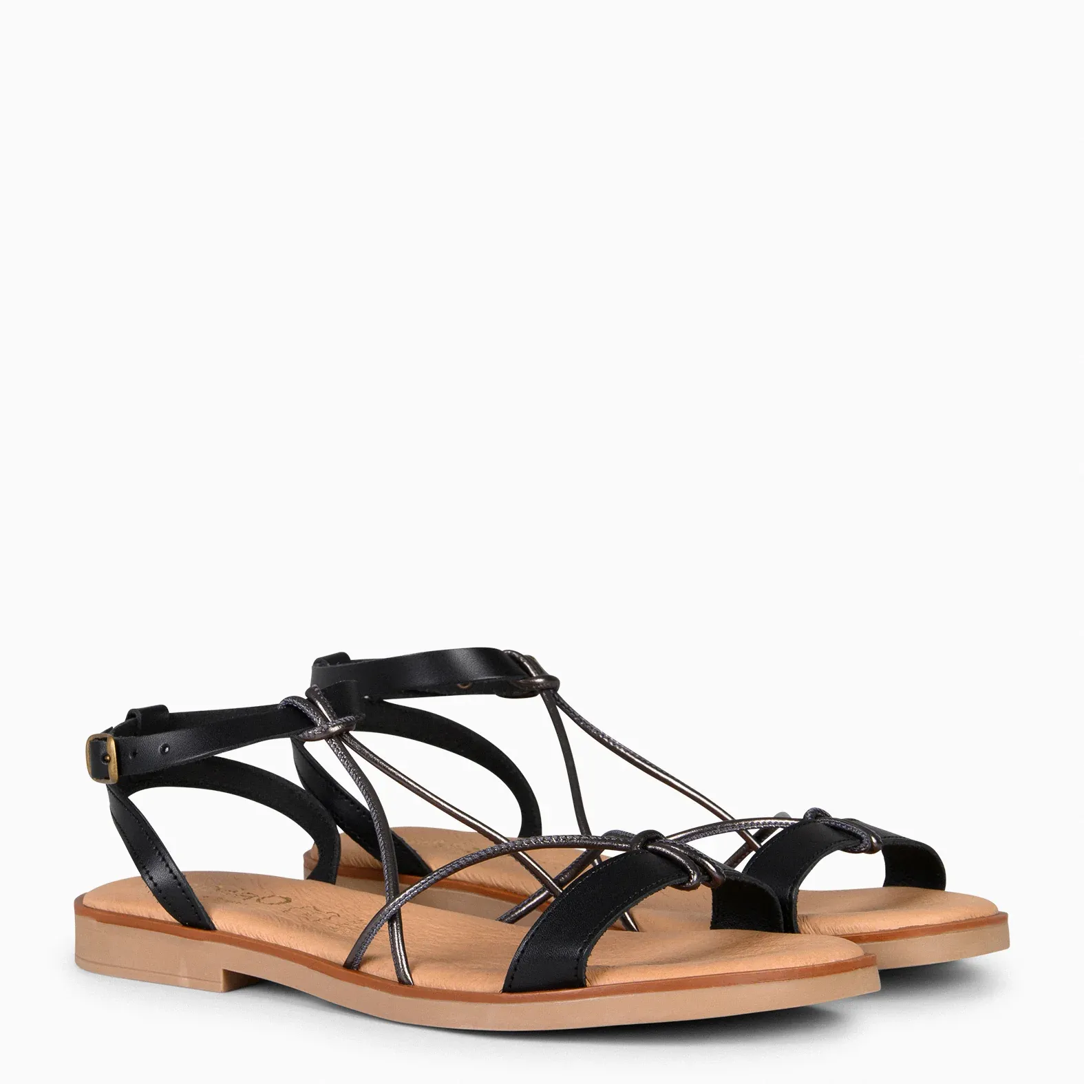 AMONET – Sandalia plana casual NEGRO - Imagen 4