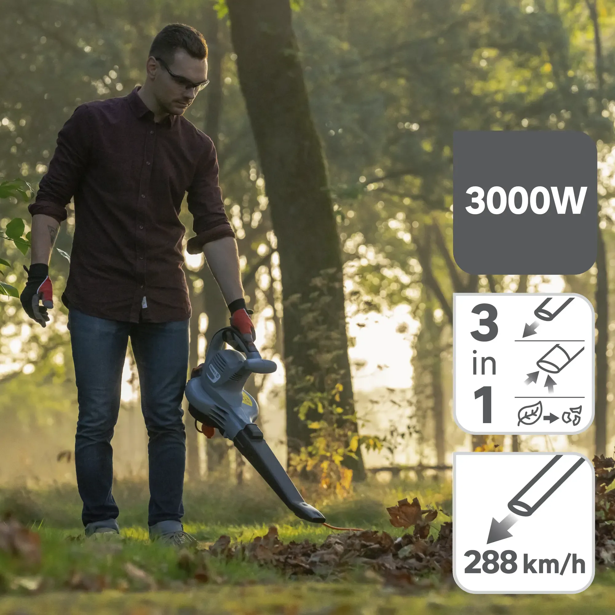 Aspirador soplador eléctrico STERWINS 3000 W 288 km/h velocidad de soplado - Imagen 4